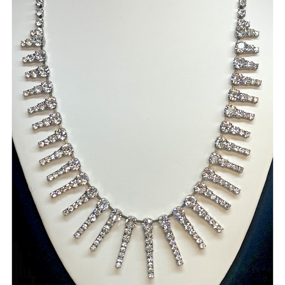TOVA Rydell Necklace Antique Silver Statement Holiday Sparkle Runway Glam Drop - Picture 2 of 16